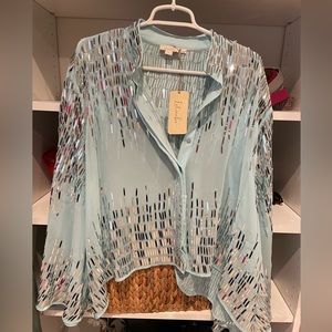 Anthropologie Let Me Be Sheer Sequin Blouse